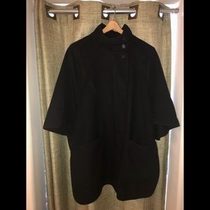 LOFT Black Wool-blend Cape Coat